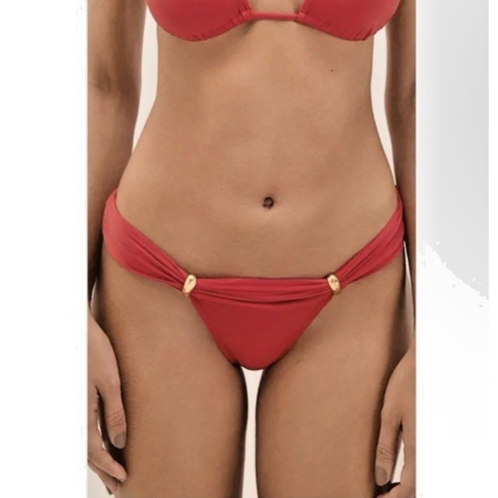 ViX Paula Hermanny Size Medium Bia Tube Full Bikini Bottoms Red Resortwear Beach